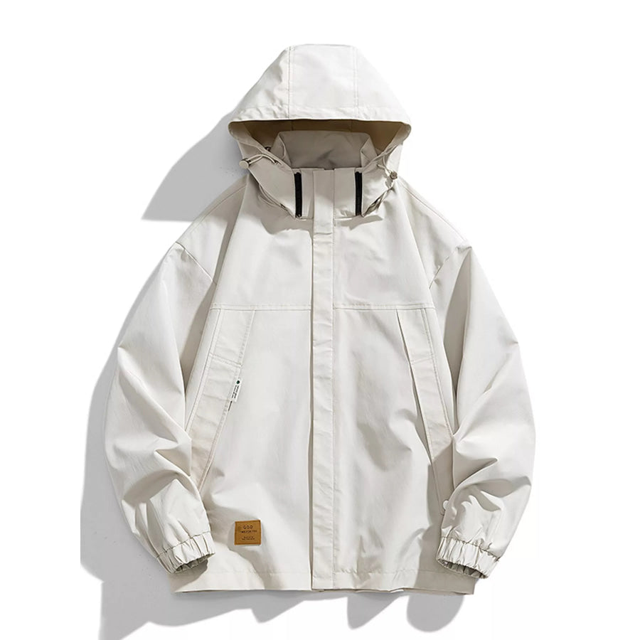 Men’s Plus Size Zip Up Hooded Jacket Off-White / L Apparel and Accessories