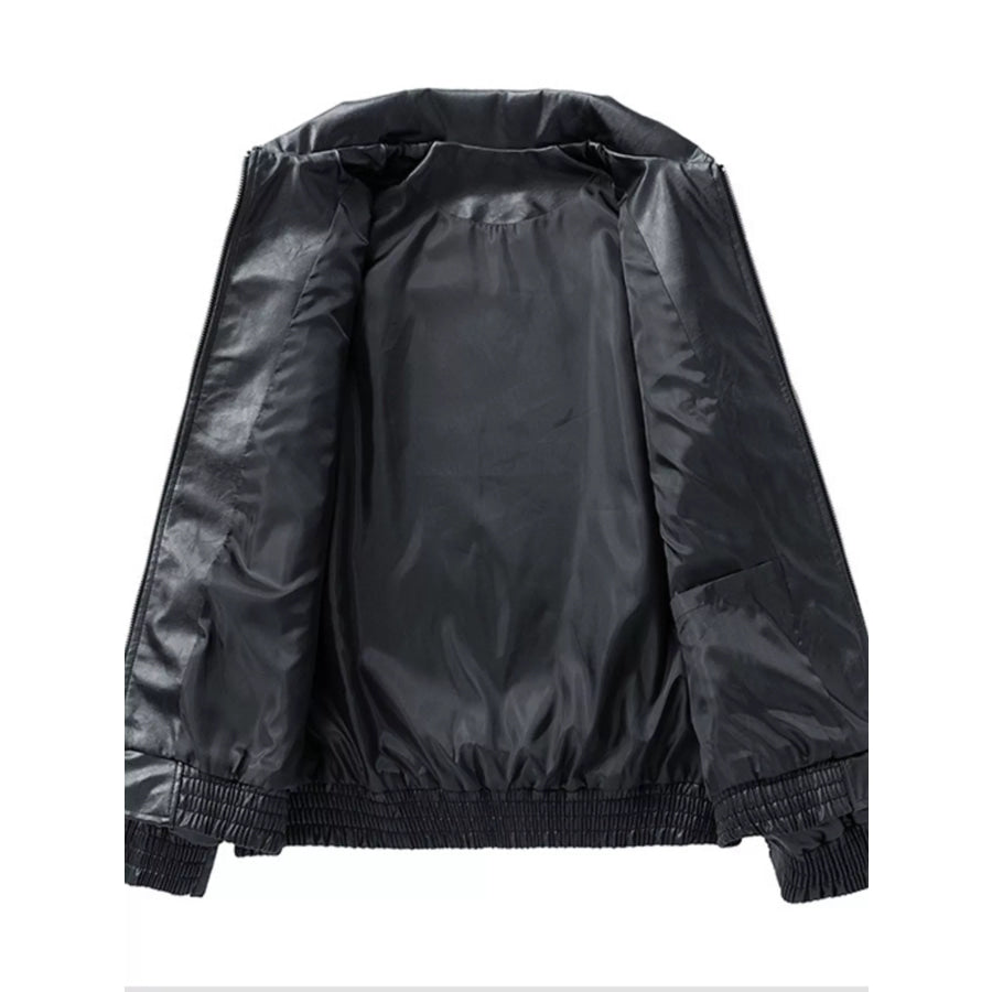 Men’s Plus Size Zip Up Leather Jacket Apparel and Accessories