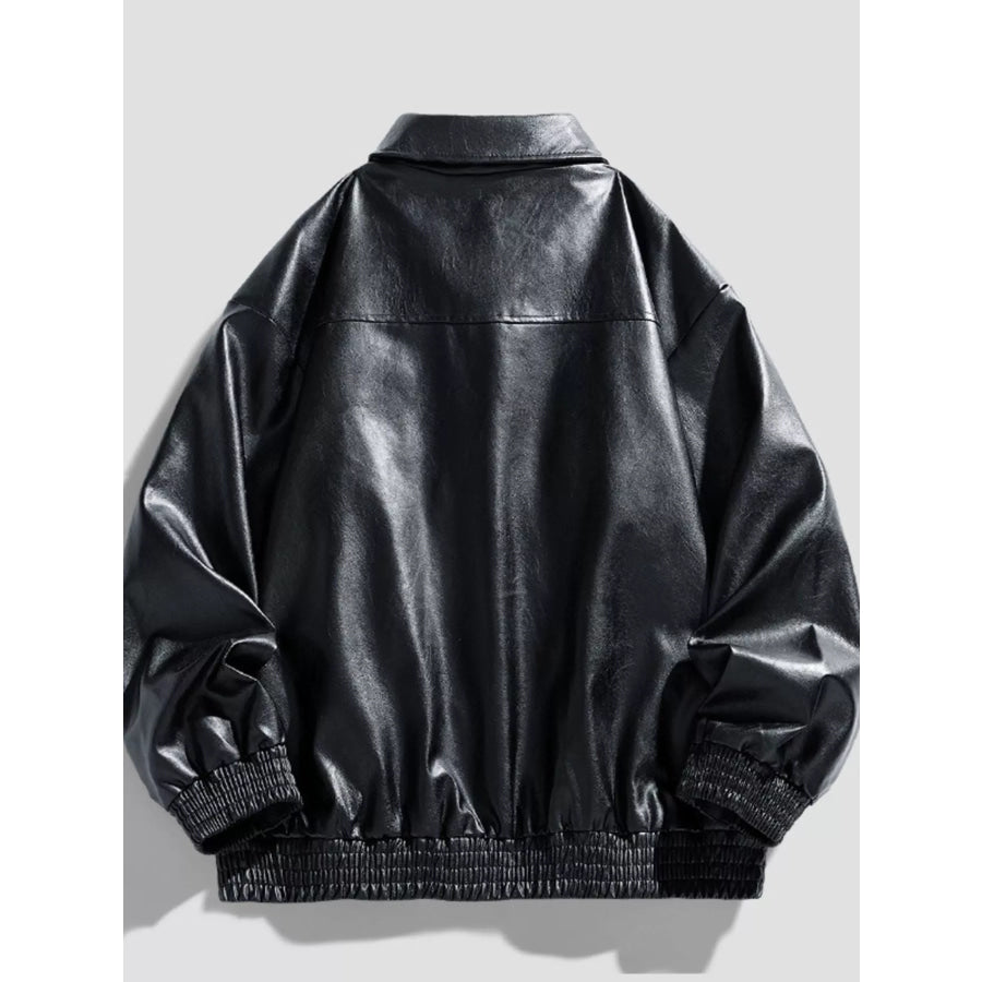 Men’s Plus Size Zip Up Leather Jacket Apparel and Accessories