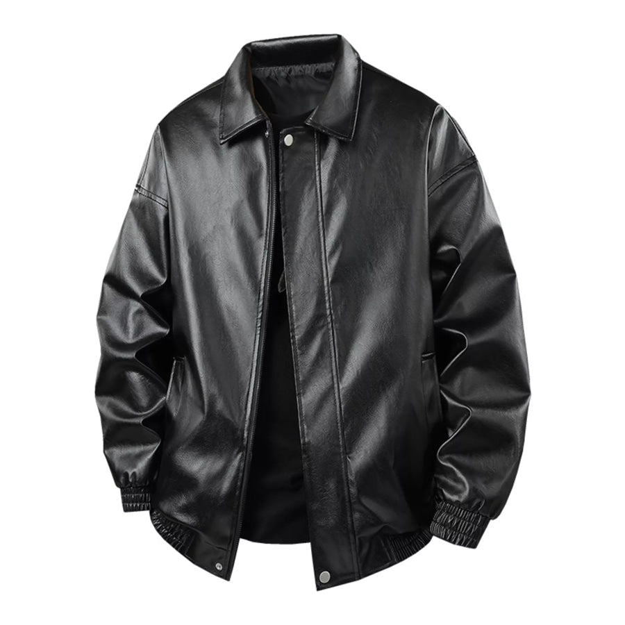 Men’s Plus Size Zip Up Leather Jacket Black / M Apparel and Accessories