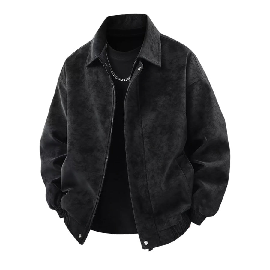 Men’s Plus Size Zip Up Leather Jacket Dark Gray / M Apparel and Accessories