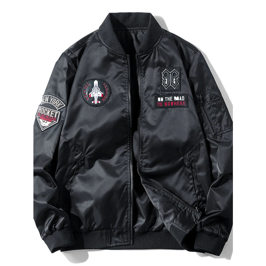 Men’s Plus Size Zip Up Long Sleeve Bomber Jacket Black / M Apparel and Accessories