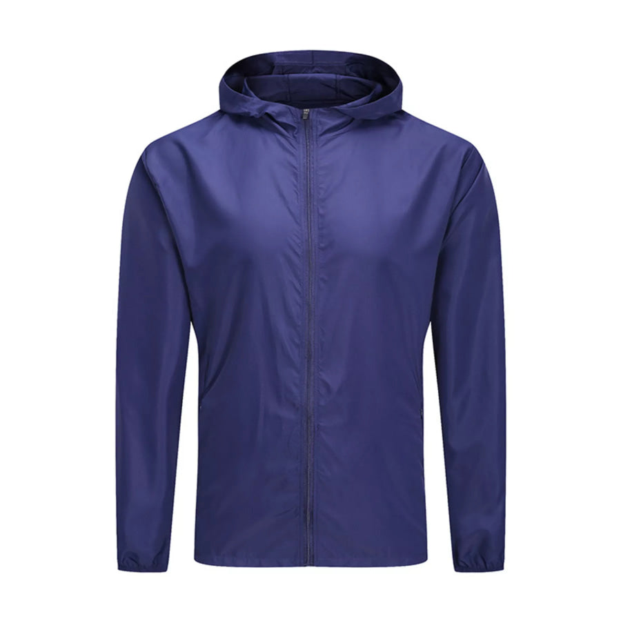 Men’s Plus Size Zip Up Long Sleeve Hooded Jacket Blue / M Apparel and Accessories