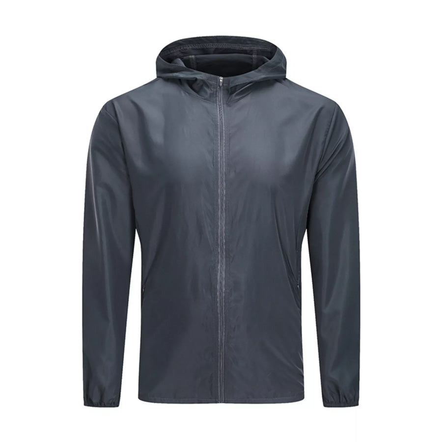 Men’s Plus Size Zip Up Long Sleeve Hooded Jacket Dark Gray / M Apparel and Accessories