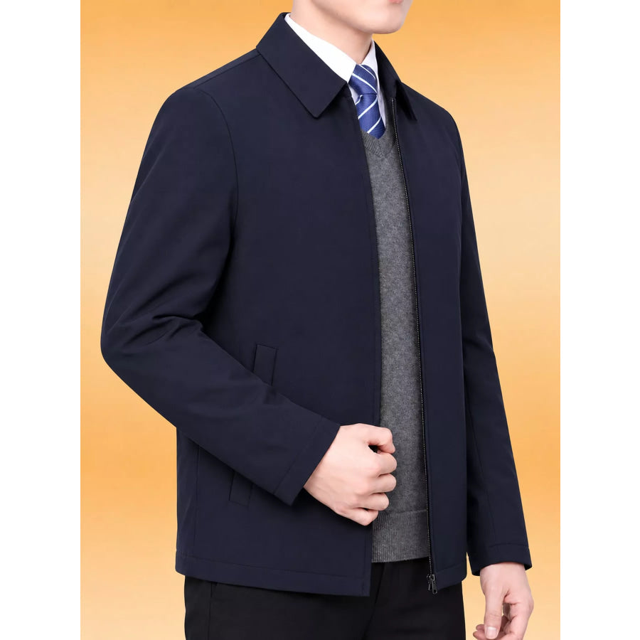 Men’s Plus Size Zip-Up Long Sleeve Jacket Apparel and Accessories