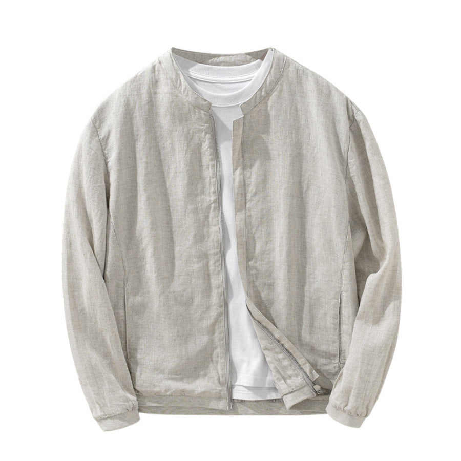 Men’s Plus Size Zip Up Long Sleeve Jacket Beige / M Apparel and Accessories