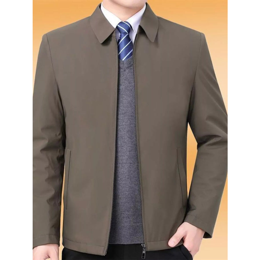 Men’s Plus Size Zip-Up Long Sleeve Jacket Apparel and Accessories