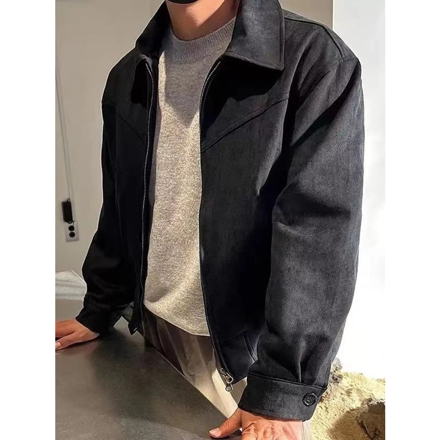 Men’s Plus Size Zip Up Long Sleeve Jacket Apparel and Accessories