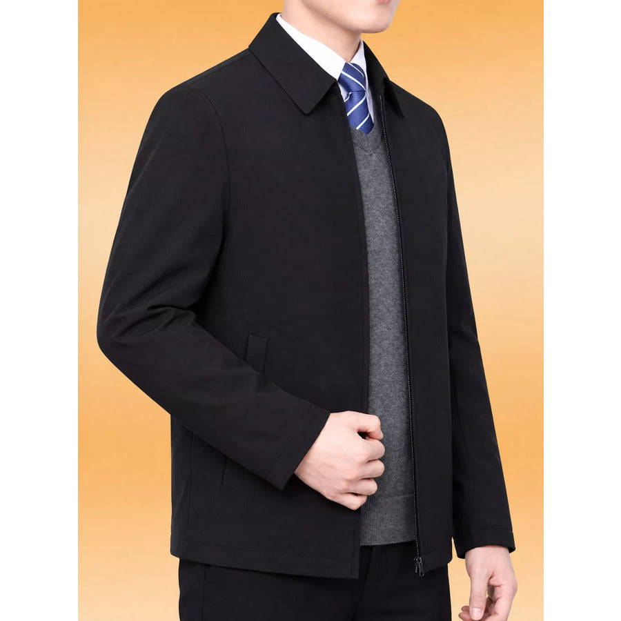 Men’s Plus Size Zip-Up Long Sleeve Jacket Apparel and Accessories