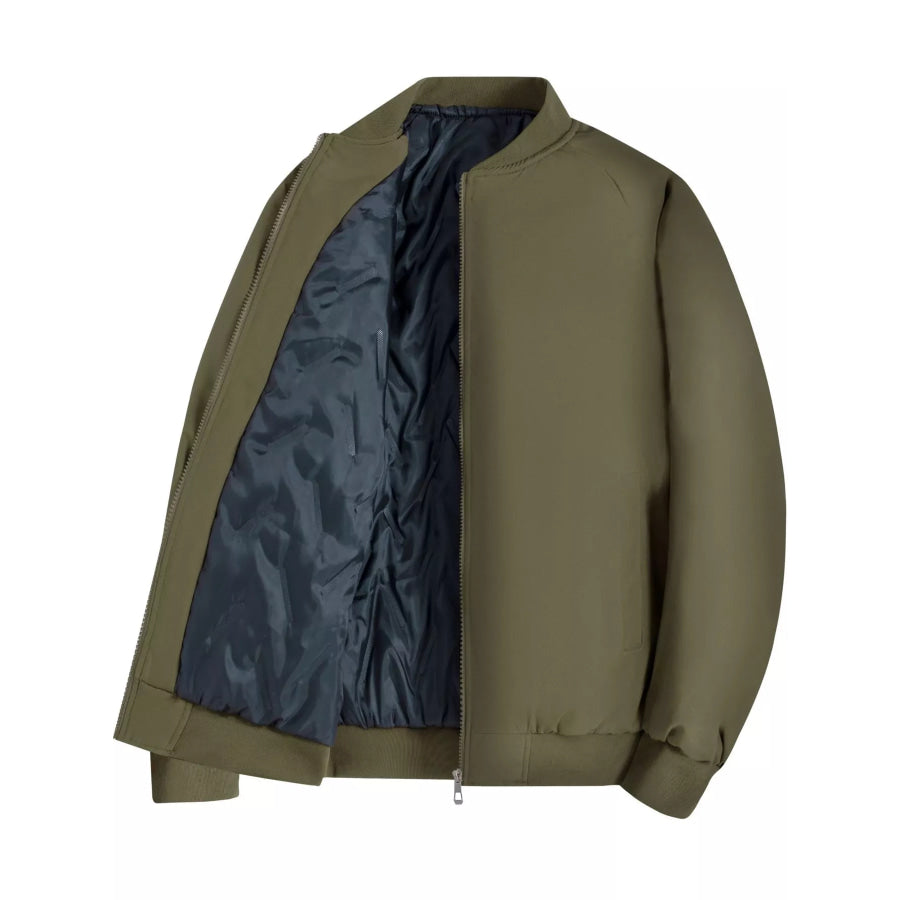 Men’s Plus Size Zip Up Long Sleeve Jacket Army Green-8897 Padded Outerwear / M Apparel and Accessories