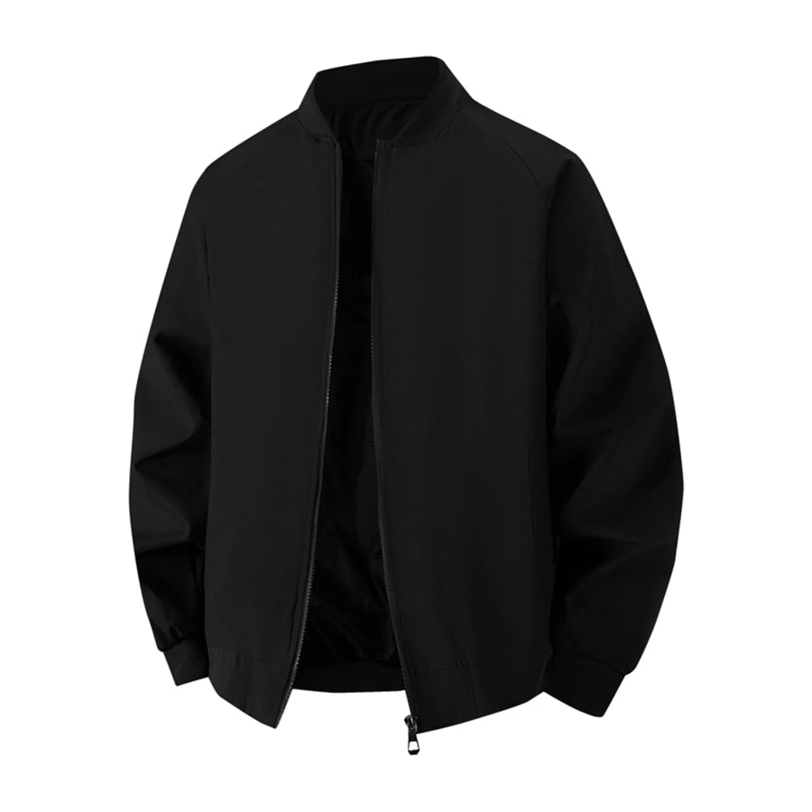 Men’s Plus Size Zip Up Long Sleeve Jacket Black-8897 / M Apparel and Accessories