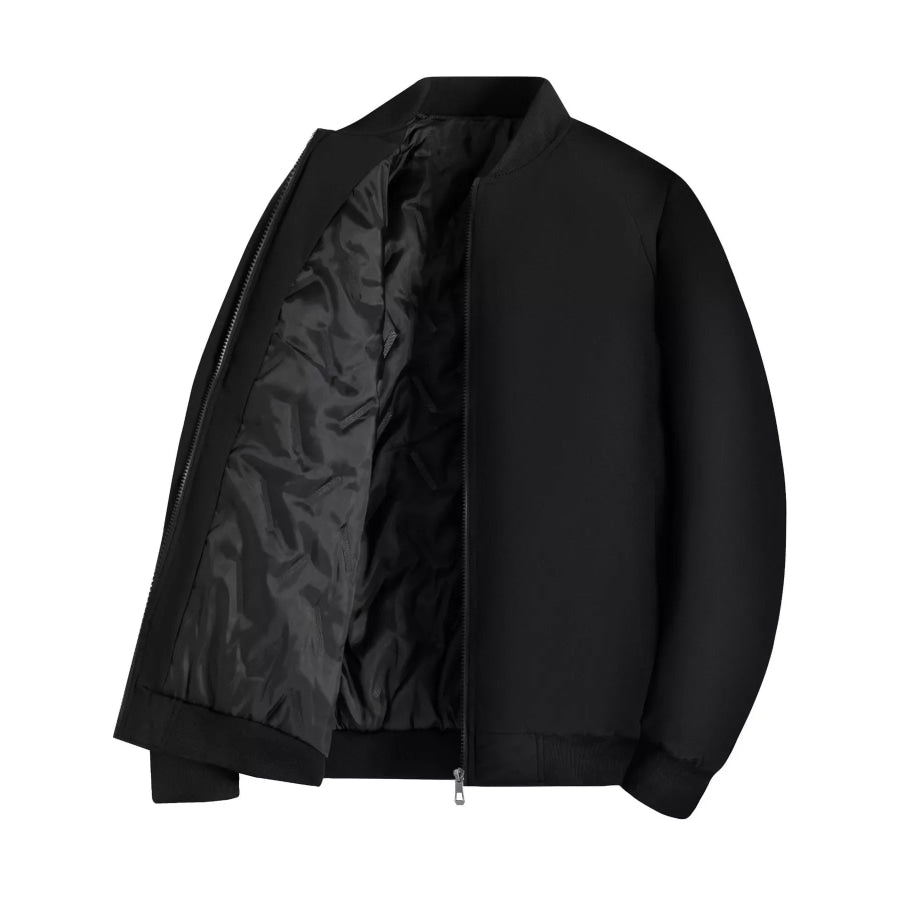 Men’s Plus Size Zip Up Long Sleeve Jacket Black-8897 Padded Outerwear / M Apparel and Accessories