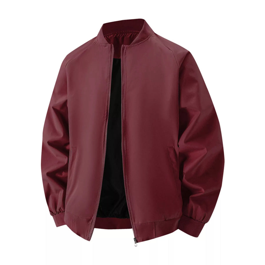 Men’s Plus Size Zip Up Long Sleeve Jacket Burgundy-8897 / M Apparel and Accessories