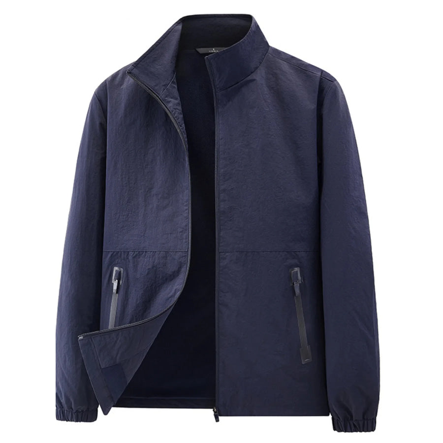 Men’s Plus Size Zip Up Long Sleeve Jacket Dark Blue / M Apparel and Accessories