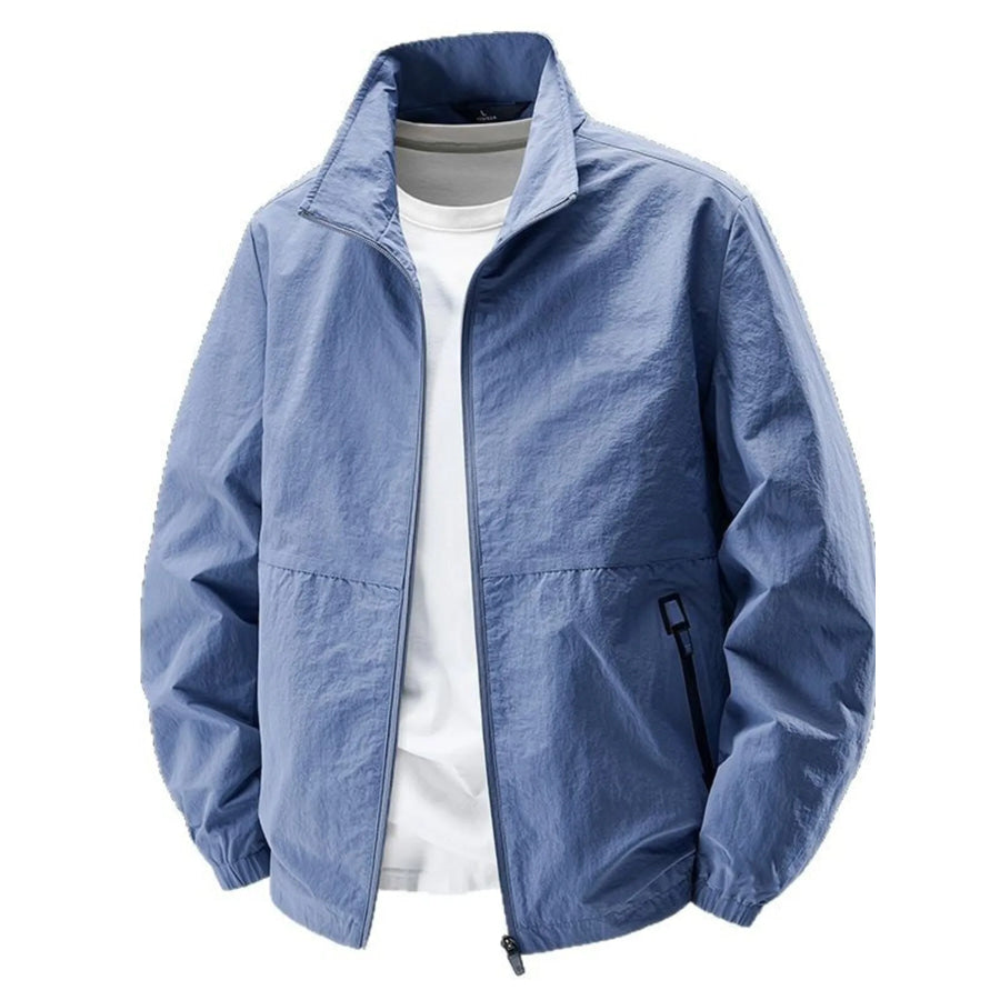 Men’s Plus Size Zip Up Long Sleeve Jacket Denim Blue / M Apparel and Accessories