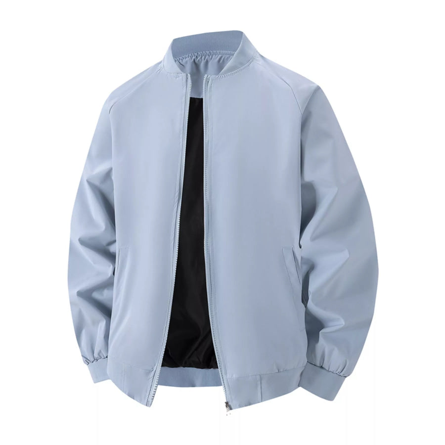 Men’s Plus Size Zip Up Long Sleeve Jacket Light Blue-8897 / M Apparel and Accessories