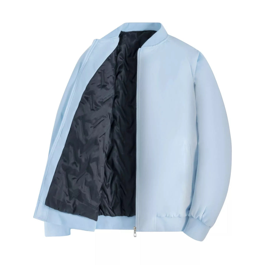 Men’s Plus Size Zip Up Long Sleeve Jacket Light Blue-8897 Padded Outerwear / M Apparel and Accessories