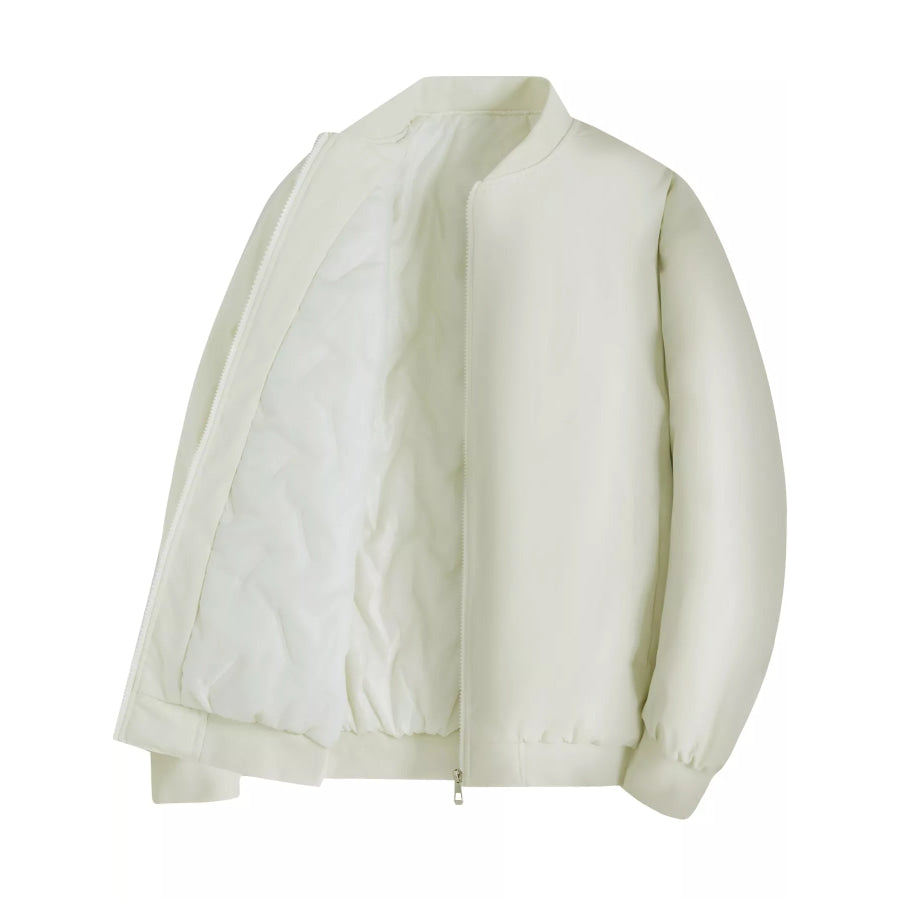 Men’s Plus Size Zip Up Long Sleeve Jacket Light Khaki-8997 Padded Outerwear / M Apparel and Accessories