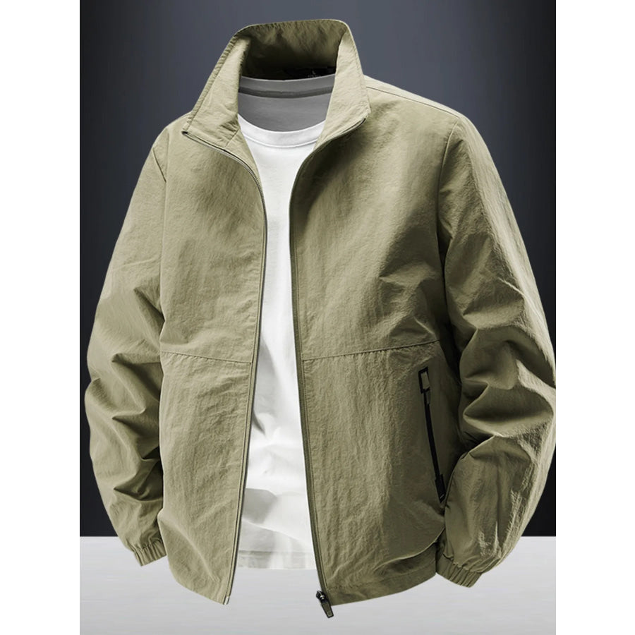 Men’s Plus Size Zip Up Long Sleeve Jacket Sage / M Apparel and Accessories