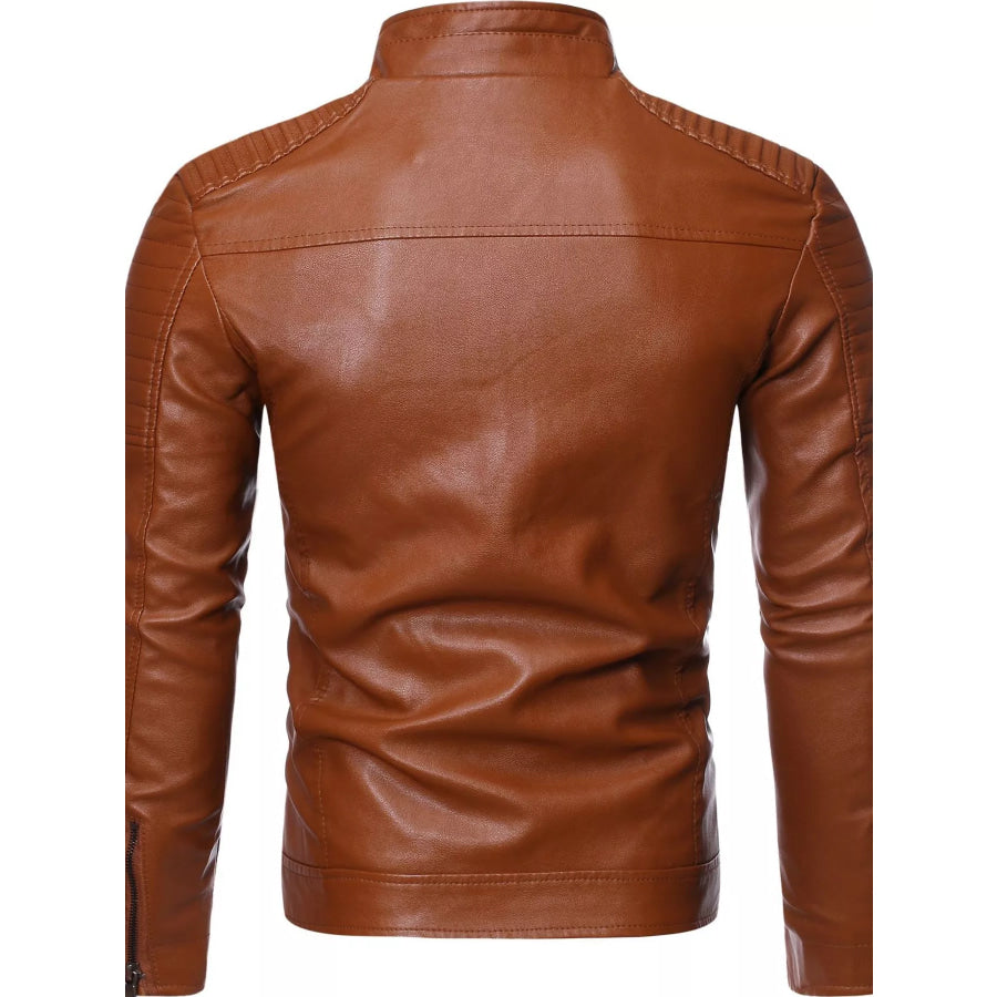 Men’s Plus Size Zip Up Motorcycle Jacket Apparel and Accessories