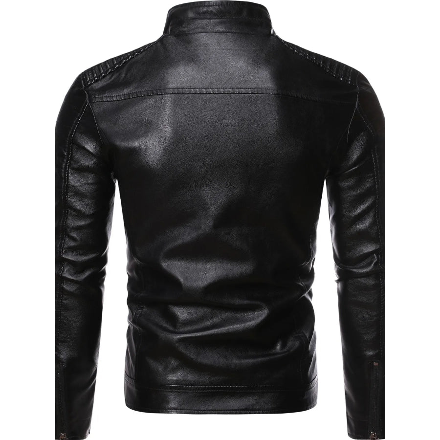Men’s Plus Size Zip Up Motorcycle Jacket Apparel and Accessories