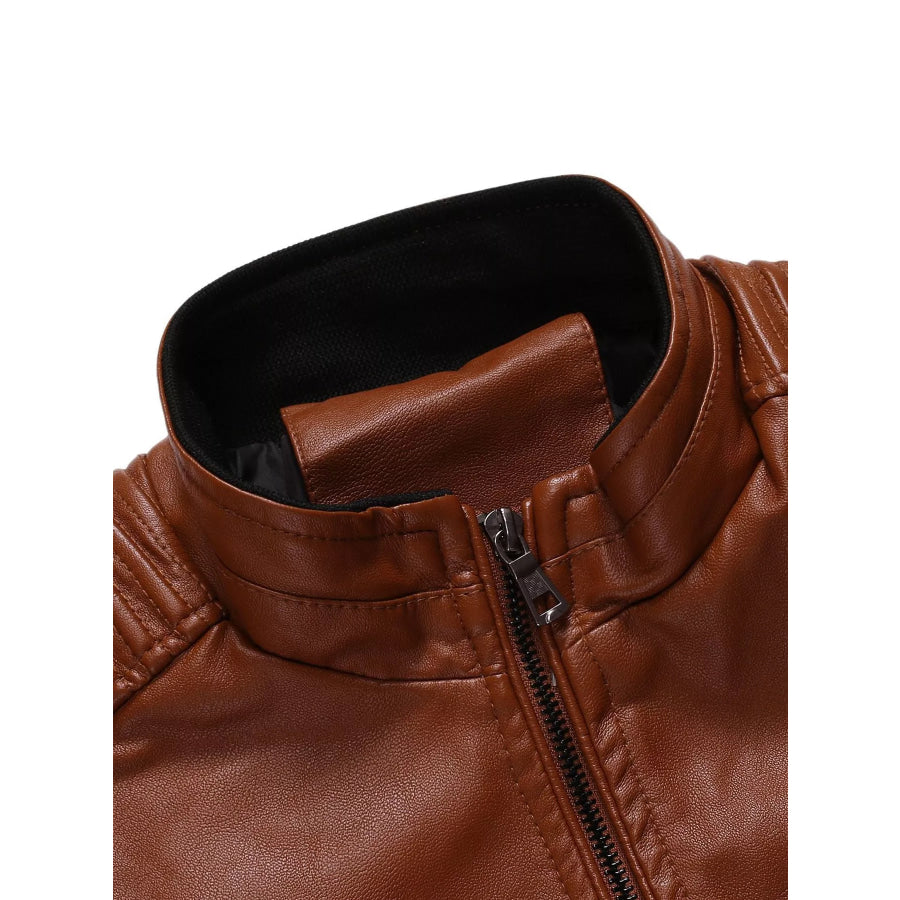 Men’s Plus Size Zip Up Motorcycle Jacket Apparel and Accessories