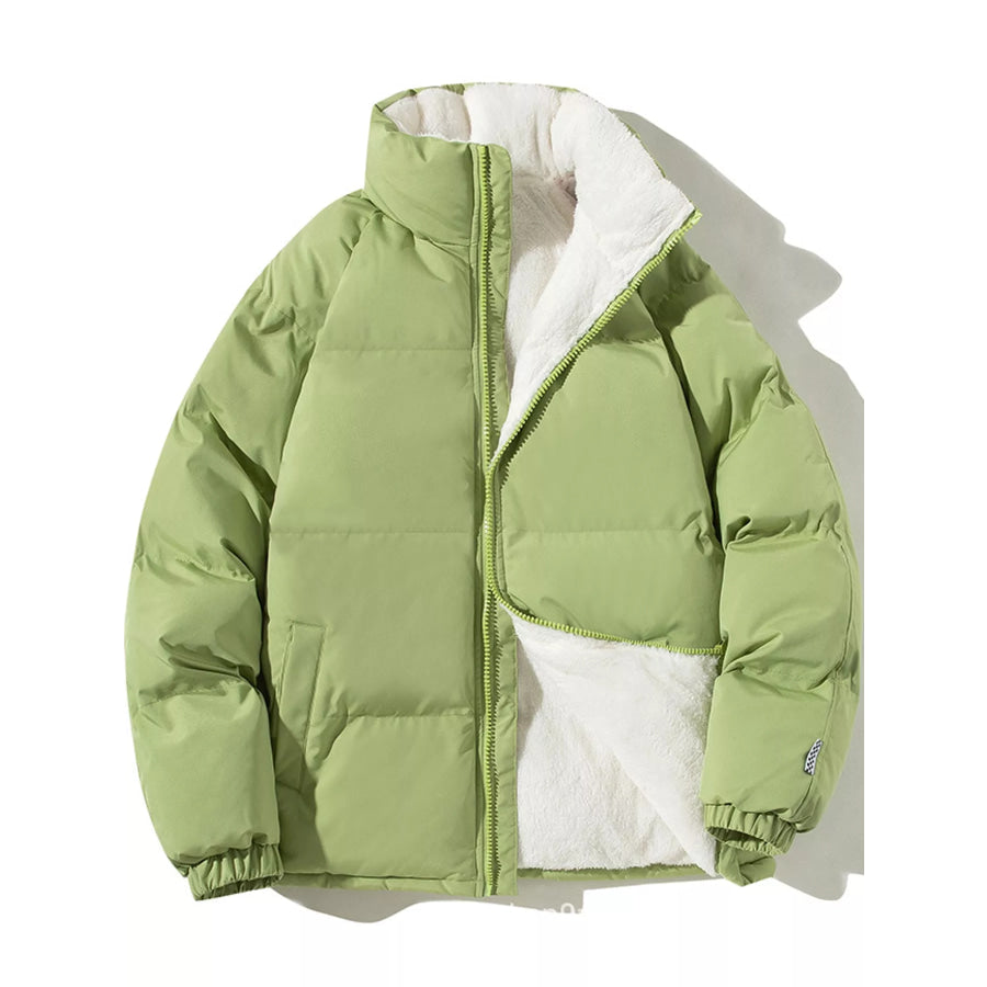 Men’s Plus Size Zip-Up Sherpa-Lined Puffer Jacket Apple Green / M Apparel and Accessories