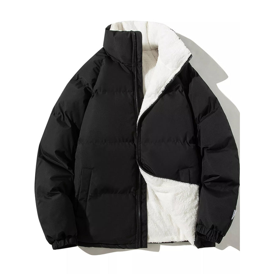 Men’s Plus Size Zip-Up Sherpa-Lined Puffer Jacket Black / M Apparel and Accessories