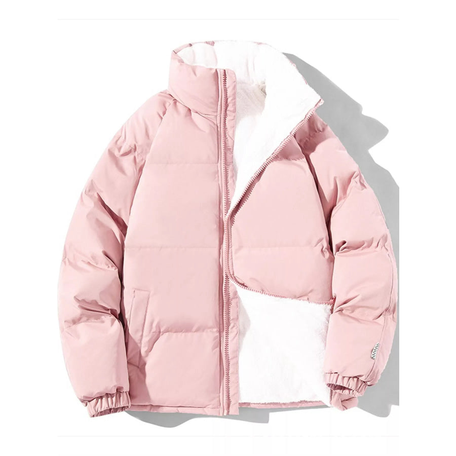 Men’s Plus Size Zip-Up Sherpa-Lined Puffer Jacket Pink / M Apparel and Accessories