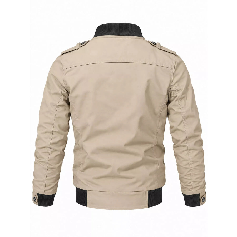 Men’s Plus Size Zip Up Stand Collar Casual Bomber Jacket Apparel and Accessories