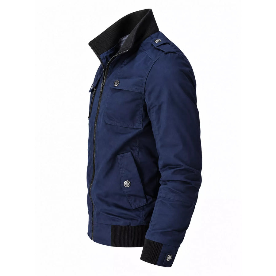 Men’s Plus Size Zip Up Stand Collar Casual Bomber Jacket Apparel and Accessories