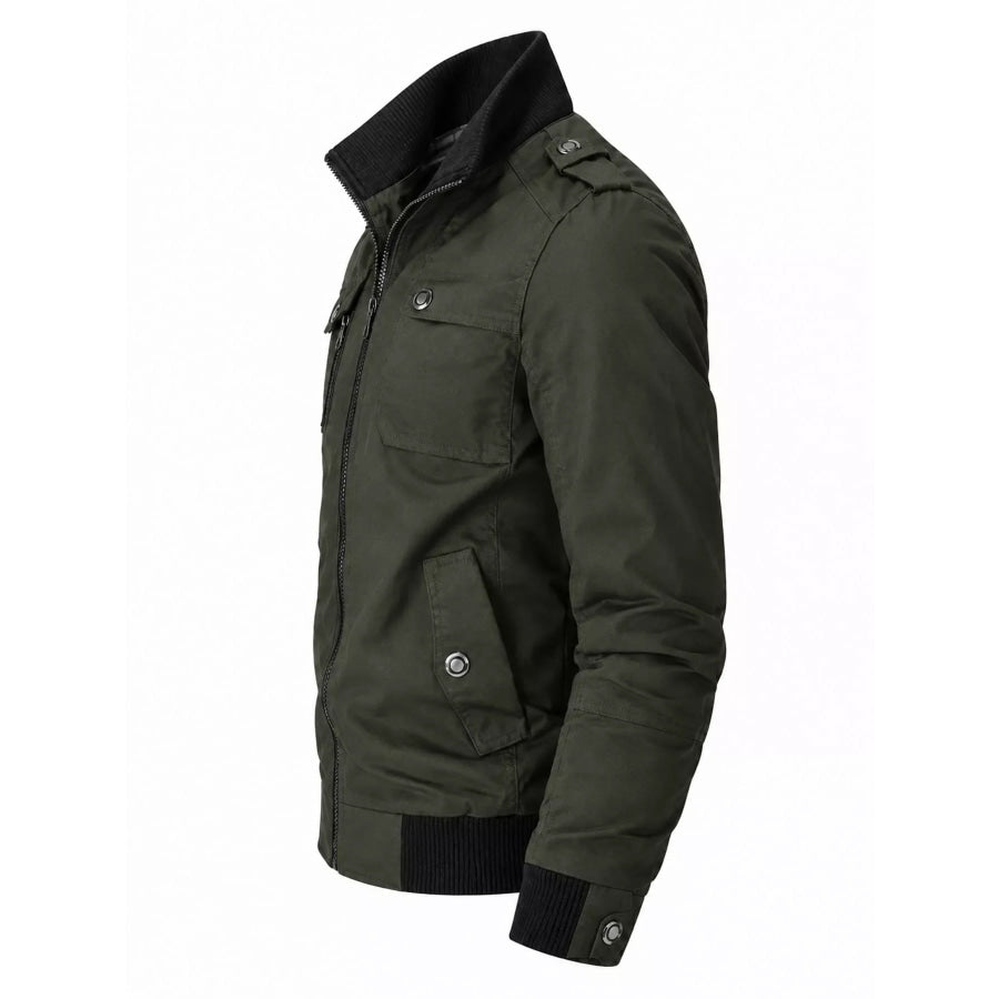 Men’s Plus Size Zip Up Stand Collar Casual Bomber Jacket Apparel and Accessories