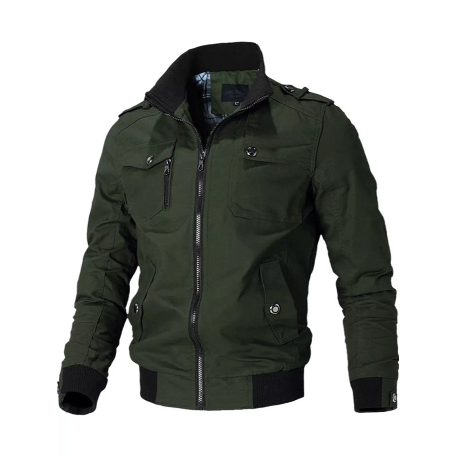 Men’s Plus Size Zip Up Stand Collar Casual Bomber Jacket Army Green / M Apparel and Accessories