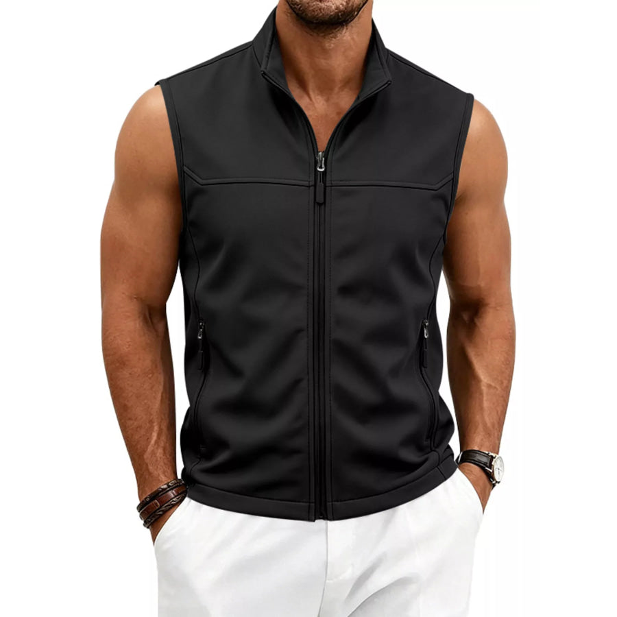 Men’s Plus Size Zip Up Vest Black / M Apparel and Accessories