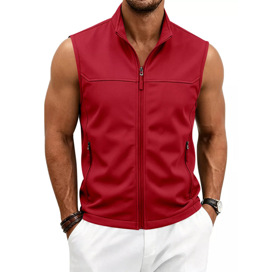 Men’s Plus Size Zip Up Vest Bright Red / M Apparel and Accessories