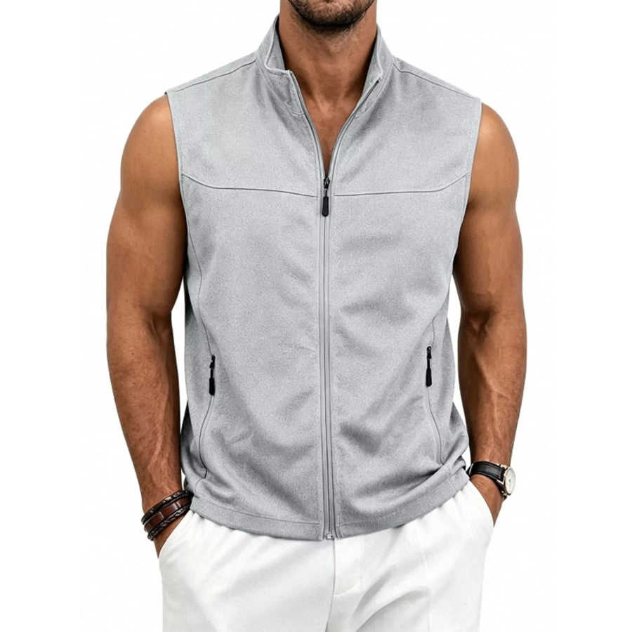 Men’s Plus Size Zip Up Vest Light Gray / M Apparel and Accessories