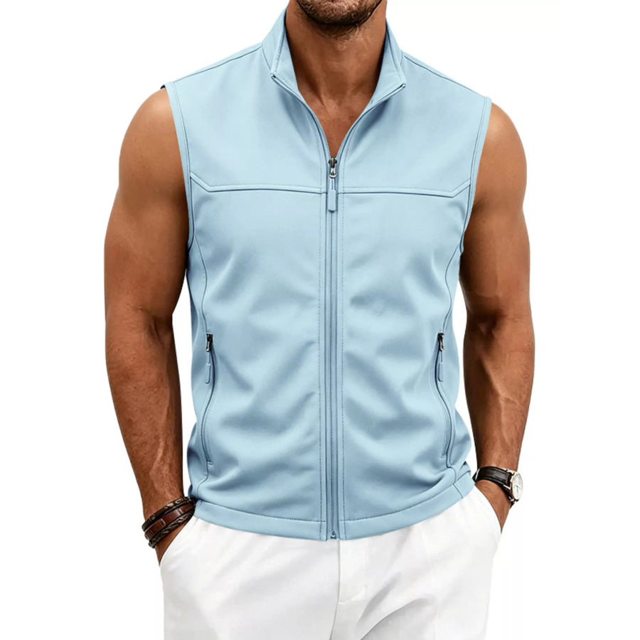 Men’s Plus Size Zip Up Vest Sky Blue / M Apparel and Accessories