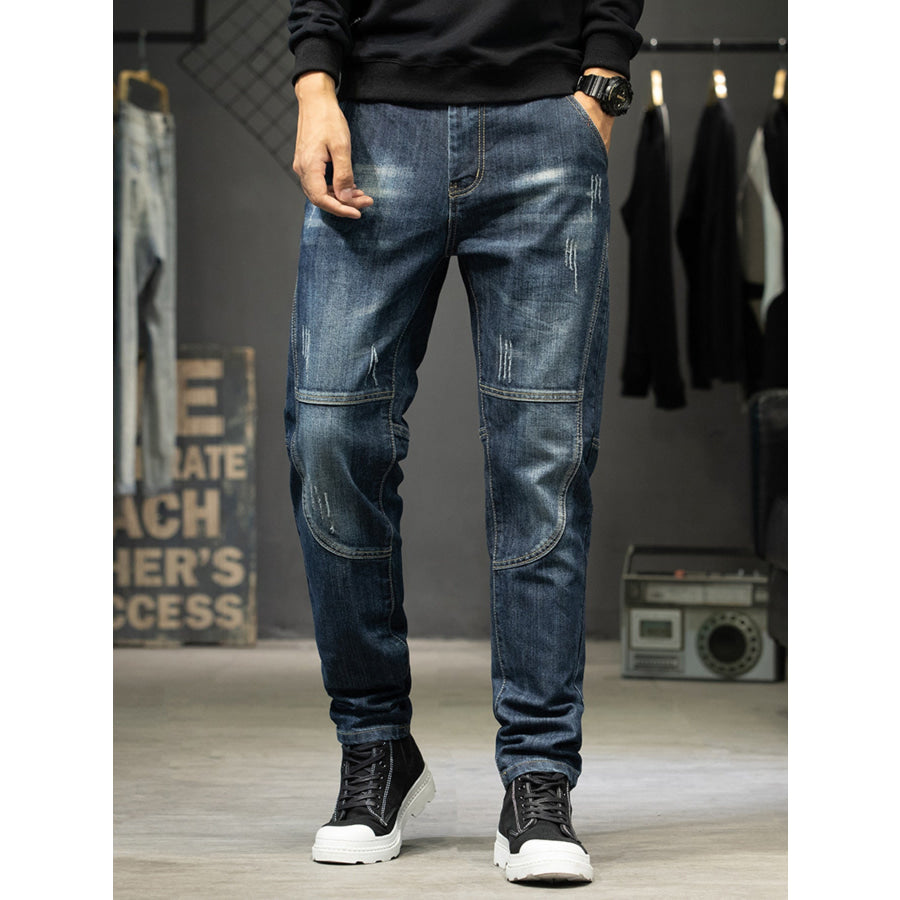 Men’s Pocketed Slim Fit Jeans Dark / 28 Apparel and Accessories