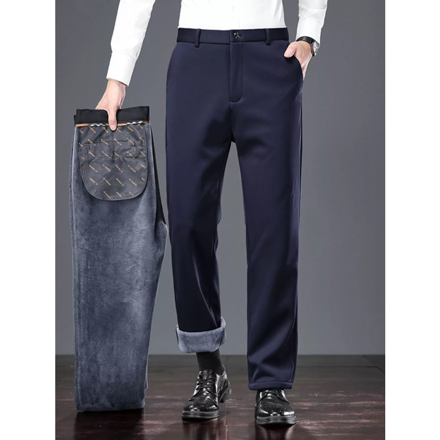 Men’s Pocketed Thermal Straight Leg Pants Dark Navy / 29 Apparel and Accessories