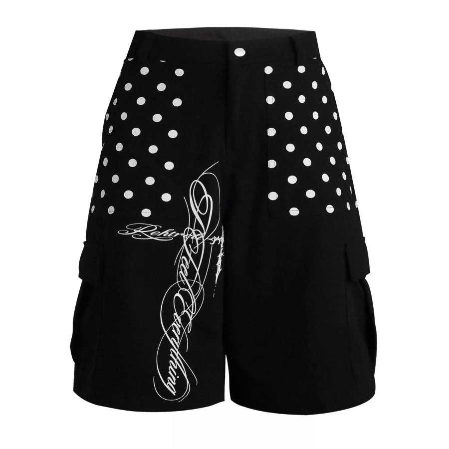 Men’s Polka Dot Cargo Capris Black / M Apparel and Accessories