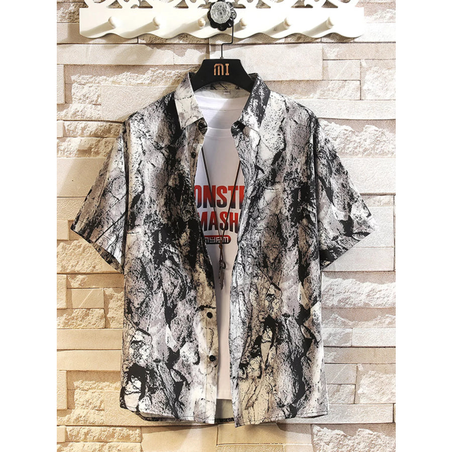 Men’s Printed Button Up Shirt and Shorts Set Apparel and Accessories