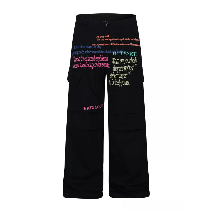 Men’s Printed Cargo Pants Black / S Apparel and Accessories