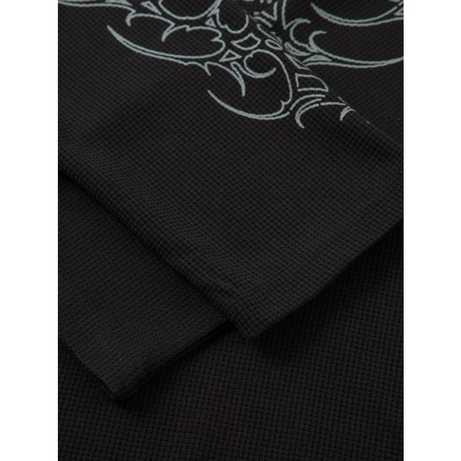 Men’s Printed Polo Collar Long Sleeve Top Apparel and Accessories