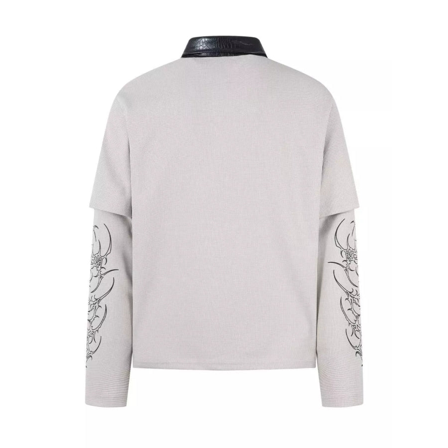 Men’s Printed Polo Collar Long Sleeve Top Apparel and Accessories