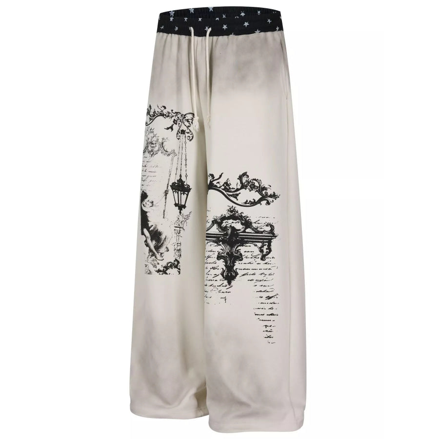 Men’s Printed Wide-Leg Pants Eggshell / S Apparel and Accessories