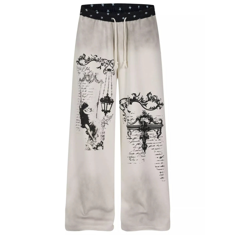 Men’s Printed Wide-Leg Pants Eggshell / S Apparel and Accessories