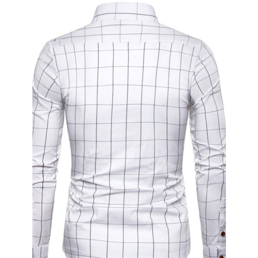 Men’s Pus Size Plaid Button Up Long Sleeve Shirt Apparel and Accessories