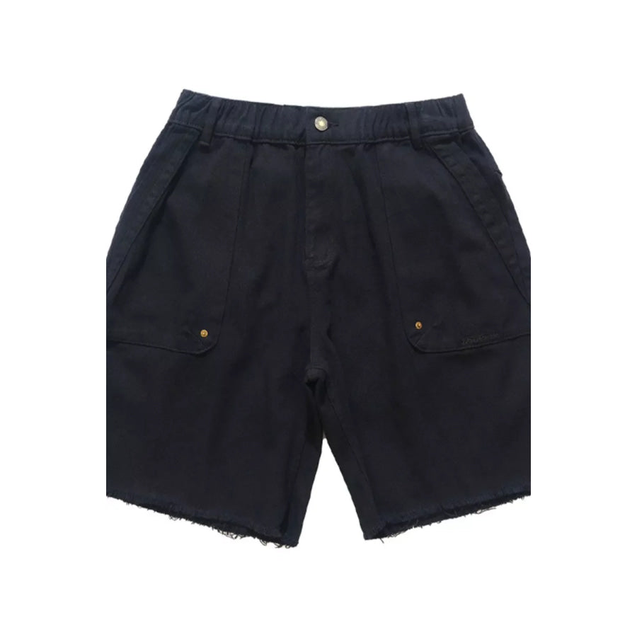 Men’s Raw Hem Relaxed Fit Shorts Black / M Apparel and Accessories
