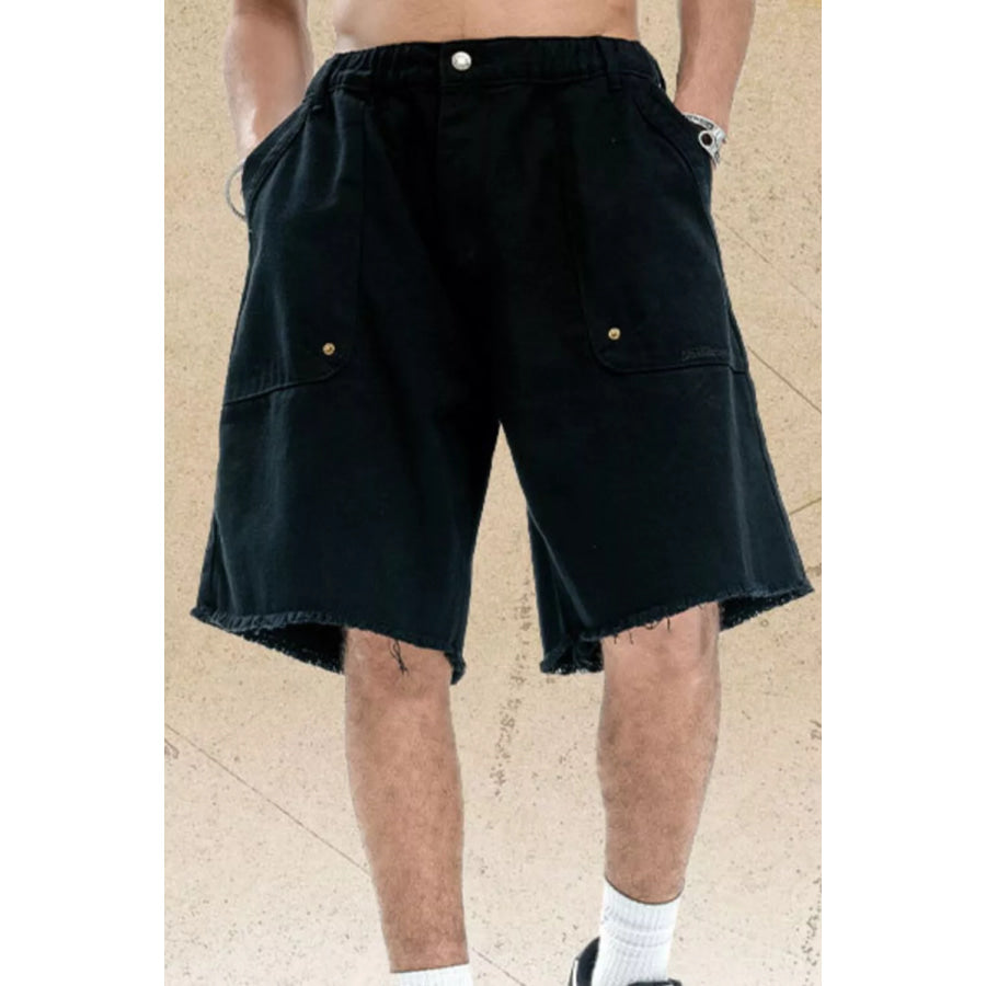 Men’s Raw Hem Relaxed Fit Shorts Black / M Apparel and Accessories