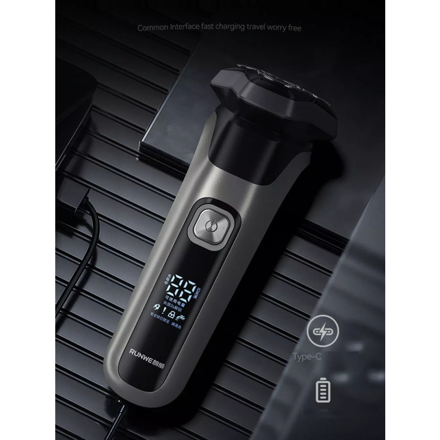 Men’s Rechargeable Waterproof Rotary Shaver with LED Display Black / ONESIZE Apparel and Accessories